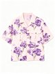 Men's Pink Short-Sleeve Shirt with Purple Iris Print