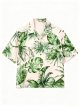 Men's Pink Short-Sleeve Shirt with Large Tropical Leaf Print