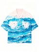 Men's Pink & Blue Short-Sleeve Shirt with Wave Print